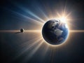 Exploring the Geometry of a Flat Earth Eclipse A Minimalist Visualization of Shadow and Light Royalty Free Stock Photo