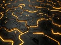 Exploring glowing circuit board texture, abstract digital art
