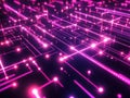 Exploring glowing network, digital connections and abstract patterns