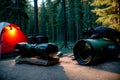 Exploring the Great Outdoors A Captivating Snapshot of Realistic Camping Binoculars.AI Generated