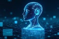 Exploring human-like ai models digital space 3d graphics futuristic environment side view