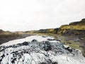 Exploring Iceland glaciers in Autumn, end of glacial tongue