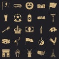 Exploring icons set, simple style Royalty Free Stock Photo