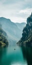 Exploring Identity Through Serene Faces: Green Water And Mountains In Hazy Romanticism