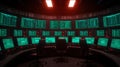 Exploring the Inner Workings of a High-Tech Digital Command Center Filled with Glowing Screens