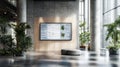 Exploring the Interplay of Data Analytics and Business Strategies in a Modern Workspace with Large Screens and Greenery Royalty Free Stock Photo