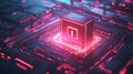 Exploring the intersection of advanced technology and security a futuristic lock symbol on a microchip represents the future of