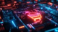 Exploring the Intersection of E-Commerce and Technology with a Shopping Cart on a Computer Chip: A Stunning 3D Visual
