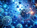 Exploring the Intricate Blue Cellular Network A Panoramic Visualization of Medical Science and Technological Royalty Free Stock Photo