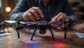Exploring the Intricate Details of a Drone Being Assembled and Tested in a Workshop Setting Royalty Free Stock Photo