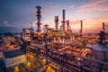Exploring the Intricate Network: A Refinery\'s Complex Infrastructure at Sunset