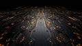 Exploring Intricate Patterns of a Black and Orange Computer Circuit in Modern Technology