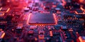 Exploring the intricate world of technology: CPU microchip and electronic circuit board on abstract Royalty Free Stock Photo