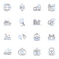 Exploring line icons collection. Adventure, Discovery, Quest, Wanderlust, Expedition, Gumption, Roam vector and linear Royalty Free Stock Photo