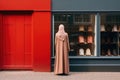 Exploring Local Markets: Hijabi Woman Shopping.