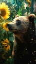 Exploring the Lost Ancient Rural Area: Beautiful Mysterious Shimmering Cosmic Bear Cub Close-Up.