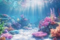 Exploring Marine Coral Reefs: Underwater Scenes of Life Generative AI Illustration