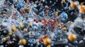 Exploring material science polymers durability closeup of colorful molecular structures in laboratory environment