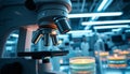 Exploring Microscope Details in a Modern Laboratory Setting with Soft Lighting Royalty Free Stock Photo