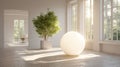 Exploring Minimalist Office Design with a Large White Sphere as the Central Element Royalty Free Stock Photo