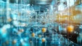 Exploring molecular structures in a futuristic laboratory with advanced technology