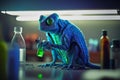 Scientific Chameleon Researches in High-Tech Lab with Unreal Engine and Advanced Imaging Techniques Royalty Free Stock Photo