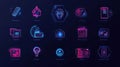 Exploring Neon Light Icons for Enhanced Technical Support and Customer Service Workflow Optimization Royalty Free Stock Photo