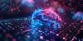 Exploring Neural Networks and Machine Learning through AI Symbol in Double Exposure on Laptop Background. Concept Neural Networks