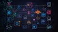 Exploring Optimized Technical Support and Customer Service Workflow Icons on a Dark Background