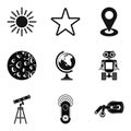 Exploring the planet icons set, simple style Royalty Free Stock Photo