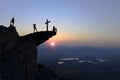 Exploring pleasure for climbers and happiness at the top of dangerous cliffs Royalty Free Stock Photo