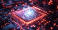 Exploring quantum computing with qubits and neural algorithms in a digital circuit. Generative AI Royalty Free Stock Photo