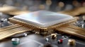 Exploring Quantum Computing Technology: A Close Up of Advanced Processor Components Used in Revolutionary Systems Royalty Free Stock Photo