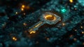 Exploring quantum encryption key concepts in a digital realm of security and advanced technology. Generative AI