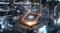 Exploring quantum processor chip innovation in a modern lab workspace a shining future of technology and science