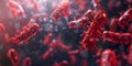 Exploring red bacteria in a detailed D rendering with space for text. Concept Red Bacteria, Royalty Free Stock Photo