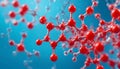 Exploring Red Molecule Structure on Blue Backdrop for Scientific Research Royalty Free Stock Photo