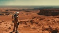 First Man on Mars: Epic Cinematic View of Martian Landscape and Spaceship