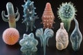 Exploring a remarkable sequence of evolving bacteria showcasing various forms and textures in a scientific study