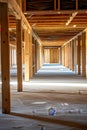 Exploring the rustic elegance of an unfinished basement with wooden frames and crucial insulation