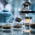 Exploring Soil Composition Under a Microscope: Analyzing Different Soil Samples in a Lab Environment with Scientific Precision Royalty Free Stock Photo