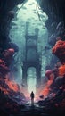 Exploring submerged urban landscape, a fearless scuba diver embarks on an underwater adventure through the flooded city