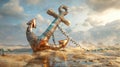 Exploring the Symbolism of an Anchor in Sand: Fintech Startups and Financial Disruption Using Technology Royalty Free Stock Photo