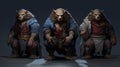 Exploring Texture: Four Armored Werewolves In Pensive Poses
