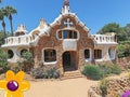 Exploring Unique Mosaic Architecture Design with Stone and Tile Facade in a Tranquil Garden Setting, Architectural