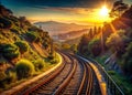 Exploring the Urban Landscape Intricate Railway Tracks of Barcelonas Tibidabo Mountain