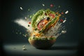 Exploring various ingredients of fresh spread out of container.