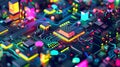 Exploring the Vibrant Circuits, A Journey into the Colorful World of Microchips and Neon Pathways, Showcasing Advan