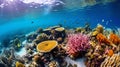 Exploring Vibrant Coral Reefs: A Graceful Scuba Diver Amidst Colorful Marine Life