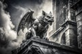 Exploring a Weathered Stone Gargoyle Urban Exploration in Black and White Royalty Free Stock Photo